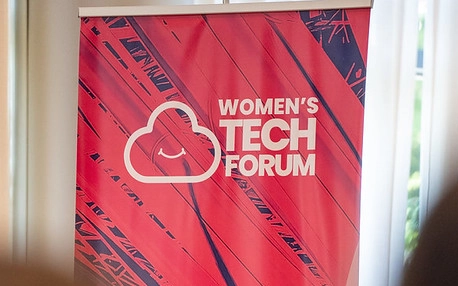 A pink and red pop-up banner displaying a white cloud icon with a smile, next to the bold white text 