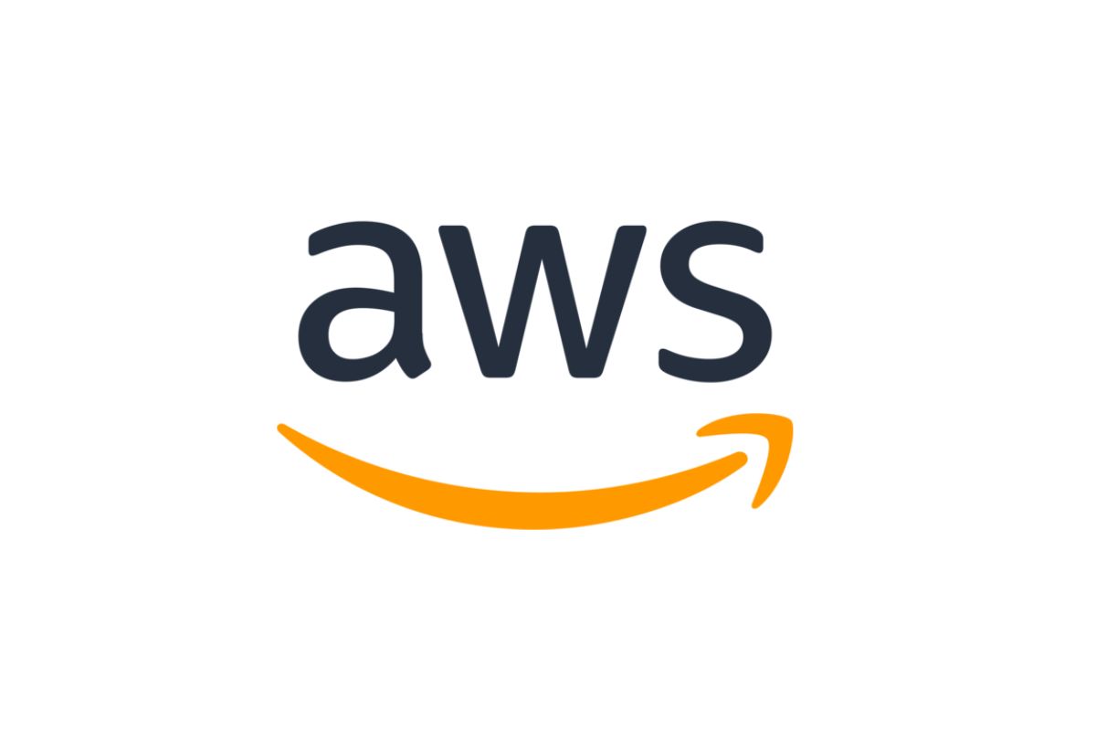 Amazon Web Services (AWS) logo in dark grey with the orange smile arrow beneath.