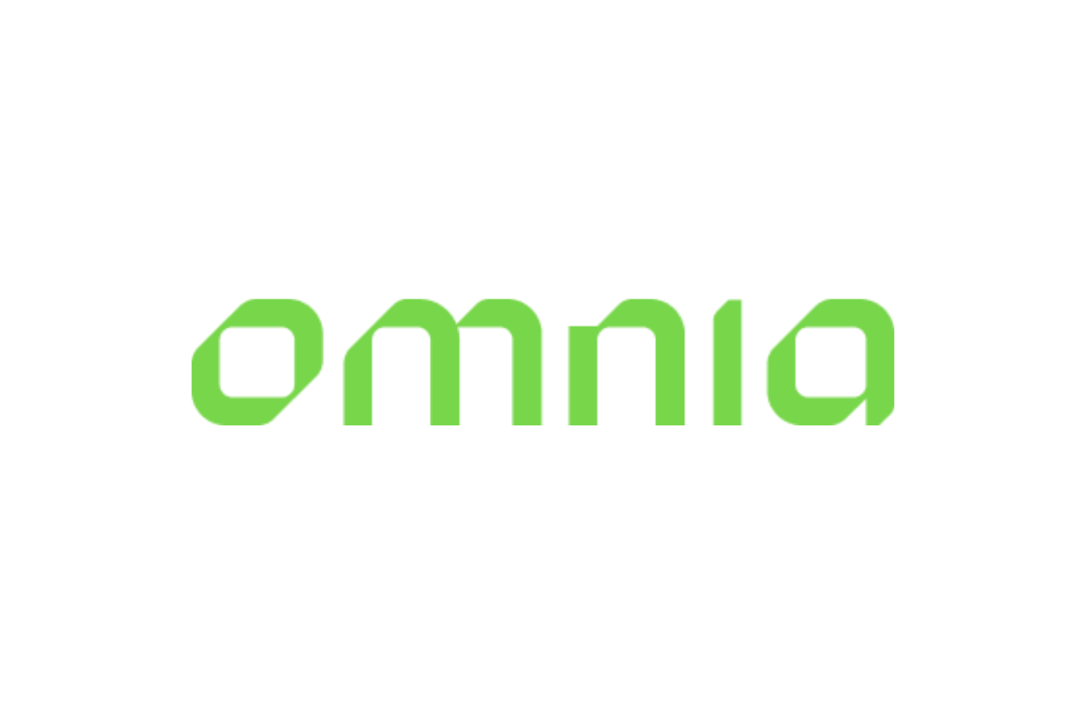 Omnia company logo in bright green stylized lowercase text.