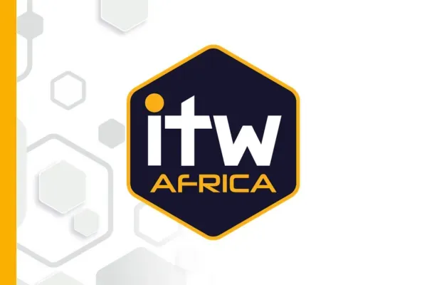 The corporate logo for ITW Africa. The logo features a dark blue hexagon with a yellow border. Inside, the lowercase text 