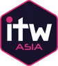 ITW Asia logo featuring a dark blue hexagon with a pink border, white 'ITW' lettering, and 'ASIA' in pink.
