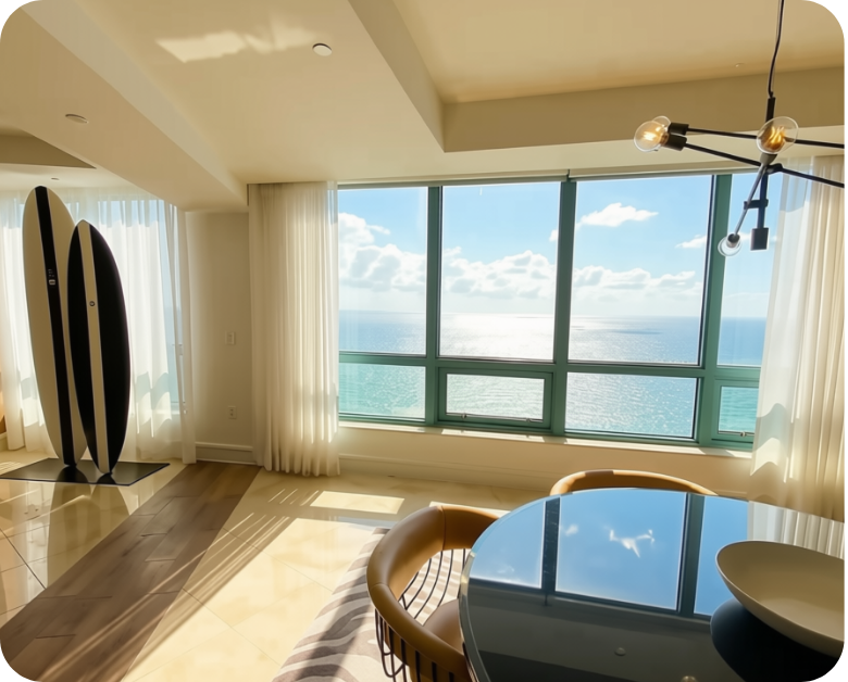 A high-angle, wide shot of one of the private suites at Metro Connect USA
