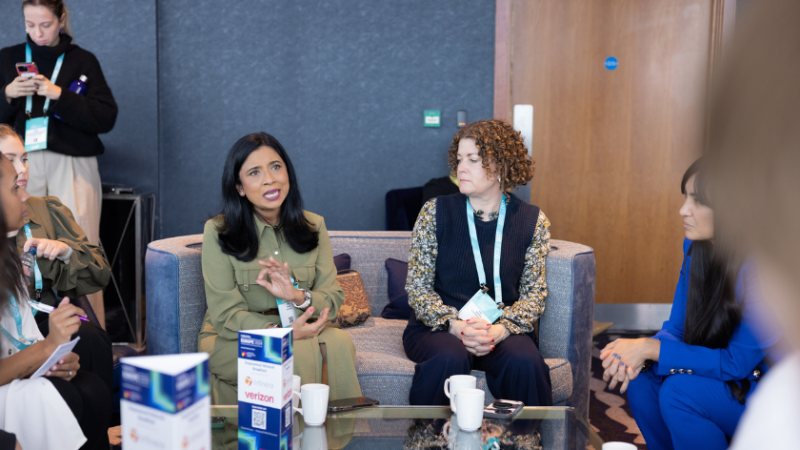 Women engaged in a conversation