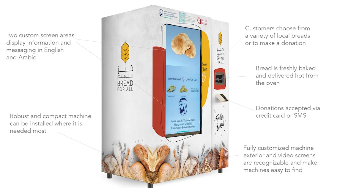 UAE Installs Bread-Dispensing Robots Around Dubai To Help Feed Those in Need