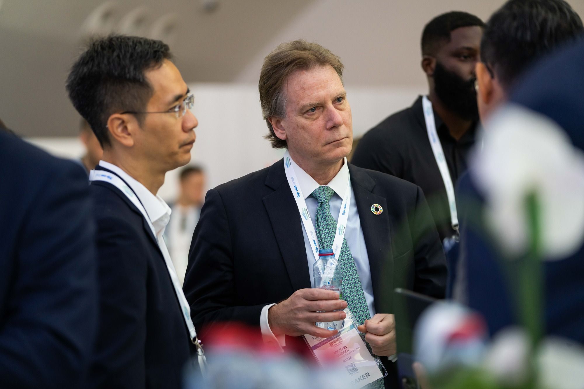 Businessmen networking conference event