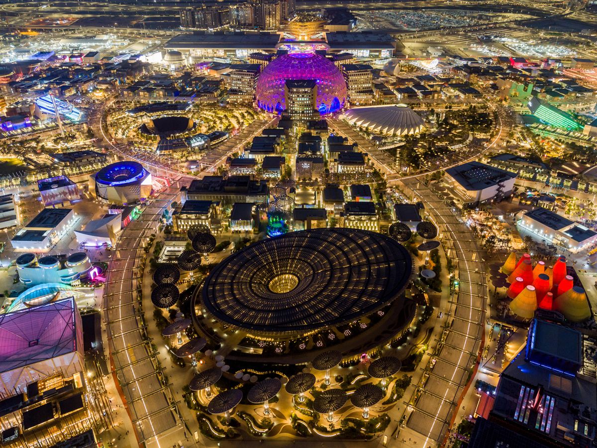 Expo 2020 Dubai nighttime view