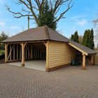 Solid Oak Double Garage with Log Store