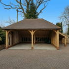 Solid Oak Double Garage with Log Store