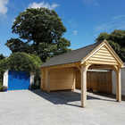 Solid Oak Garage with Storage Shed