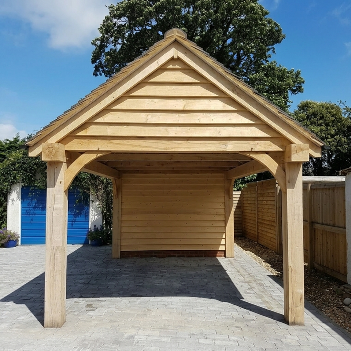 Solid Oak Garage with Storage Shed