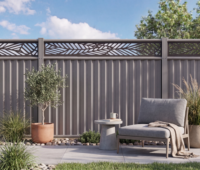 ColourFence Maintenance Free Forever with NEW Palm Trellis - Extra-Wide (2.35m/7.7ft) Panel - “It Just Makes Sense”