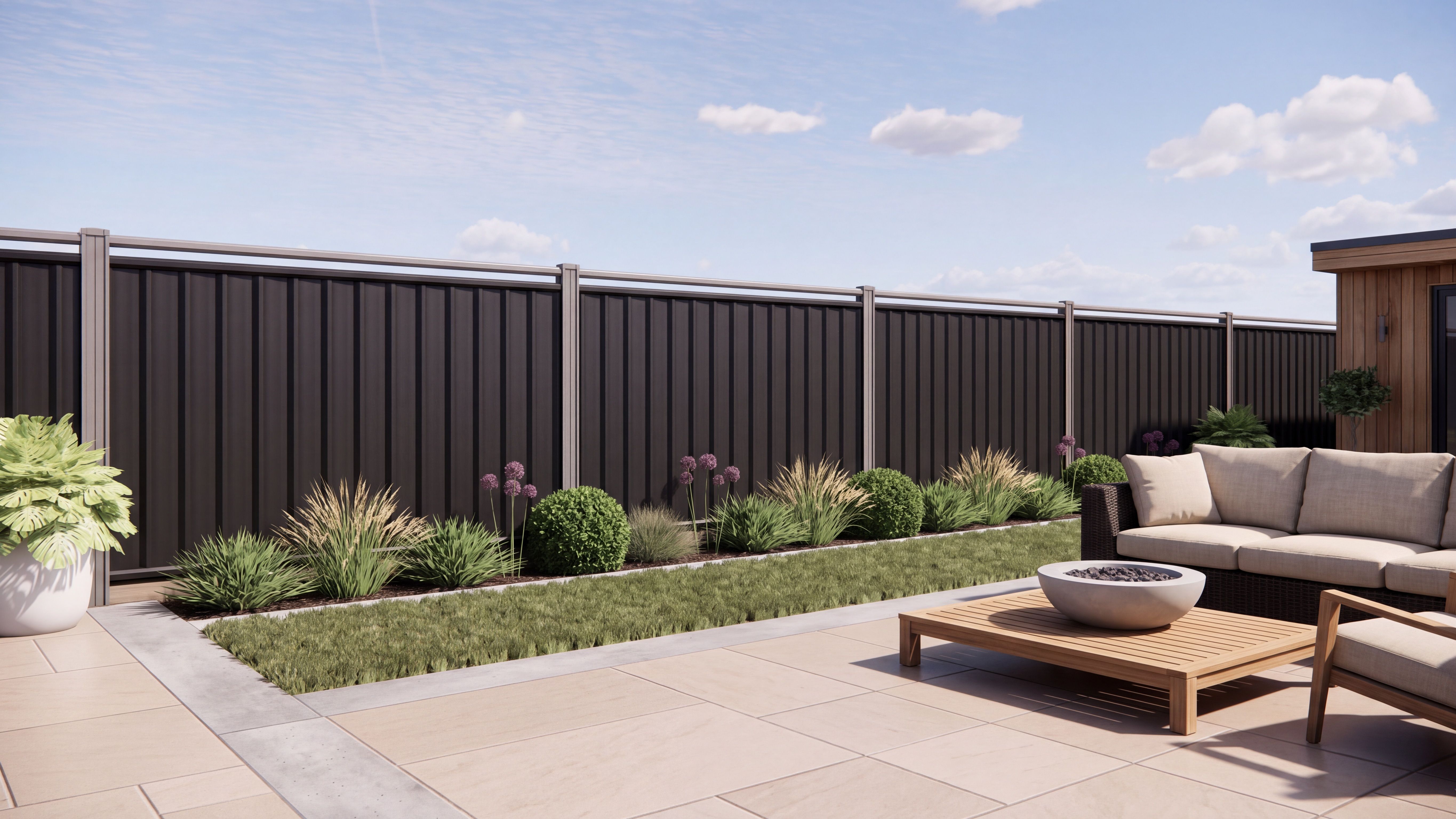 ColourFence Maintenance Free Forever with Contemporary Rail Trellis - Extra-Wide (2.35m/7.7ft) Panel - “It Just Makes Sense”