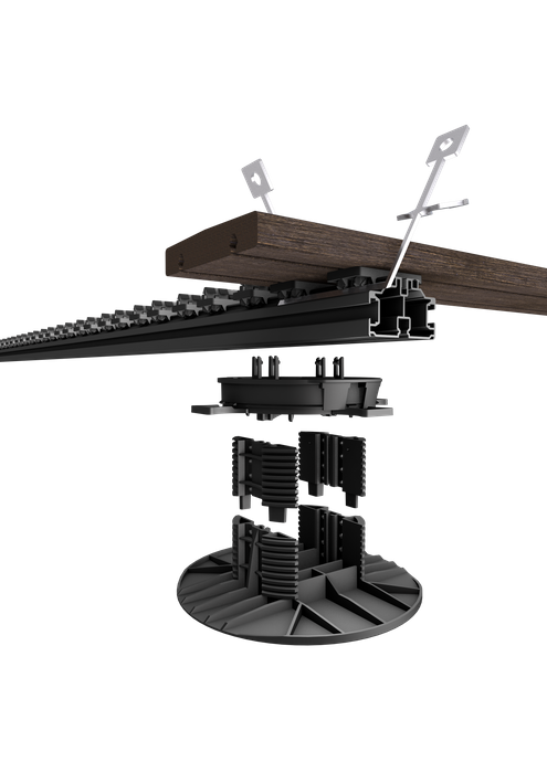 Pedestal system: when our non combustible joists are used over pedestals