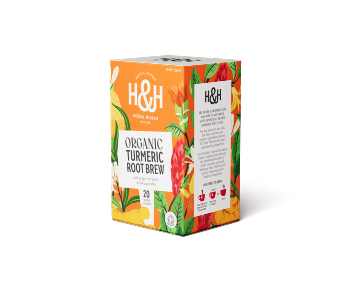 H&H Organic Tumeric Root Brew Tea with Ginger & Ashwagandha 