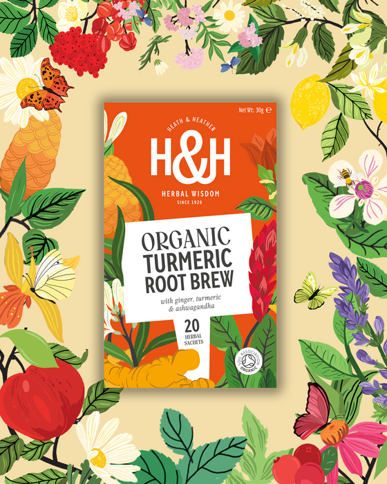 H&H Organic Tumeric Root Brew Tea with Ginger & Ashwagandha 