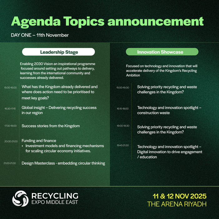 Riyadh to Host Recycling Expo Middle East 2025 as Kingdom Advances Vision 2030 Circular Economy Goals