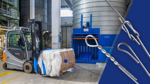 Single loop bale ties for Vertical Compactors
