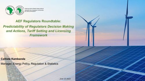 AEF Regulators Roundtable: Predictability of Regulators Decision Making and Actions, Tariff Setting and Licensing Framework