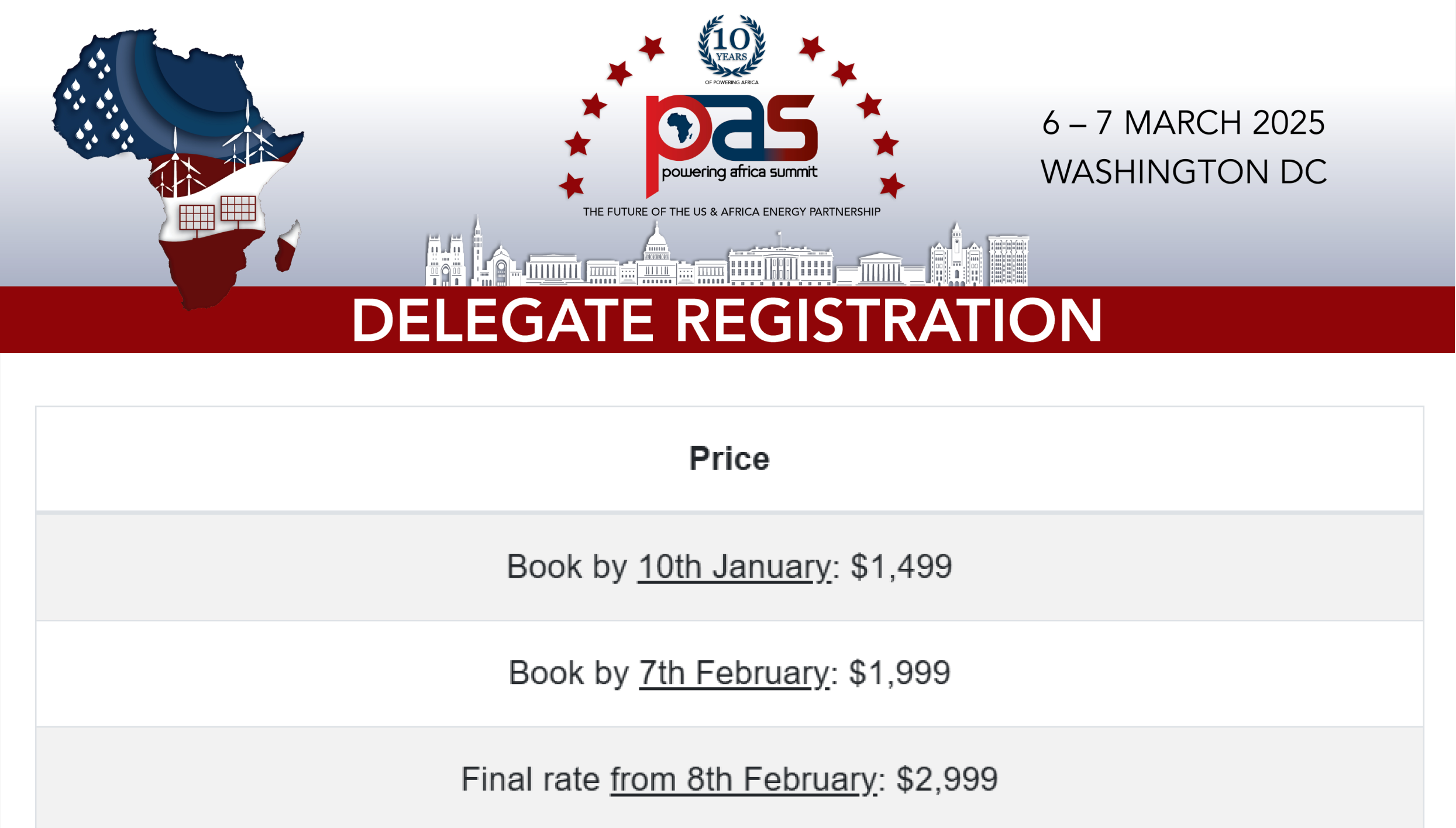 PAS delegate registration prices