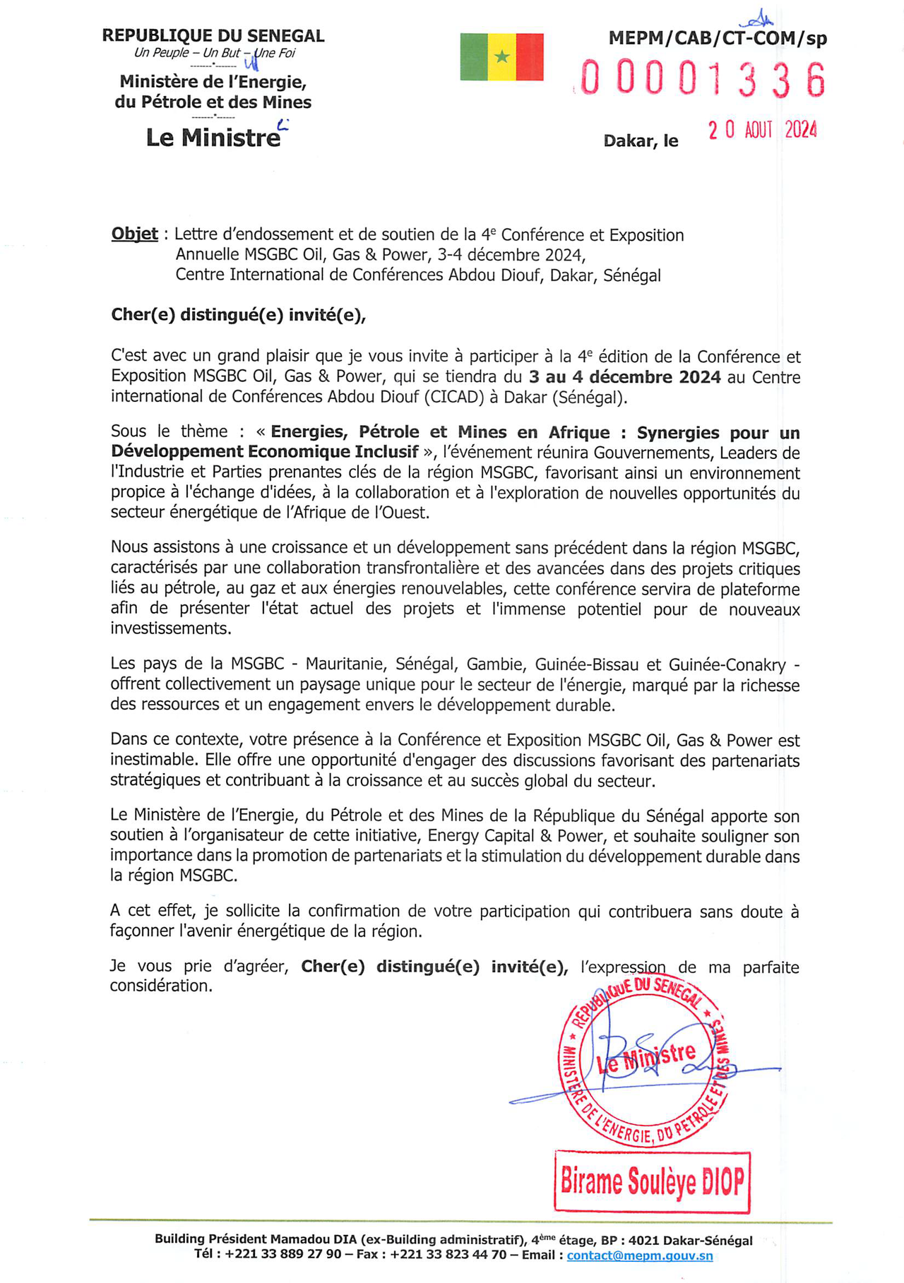 MSGBC Government Endorsment Letter