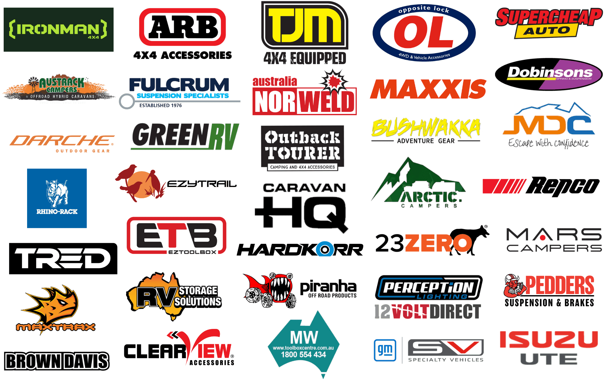 Exhibitor brand logos at the Brisbane 4x4 Show 2026