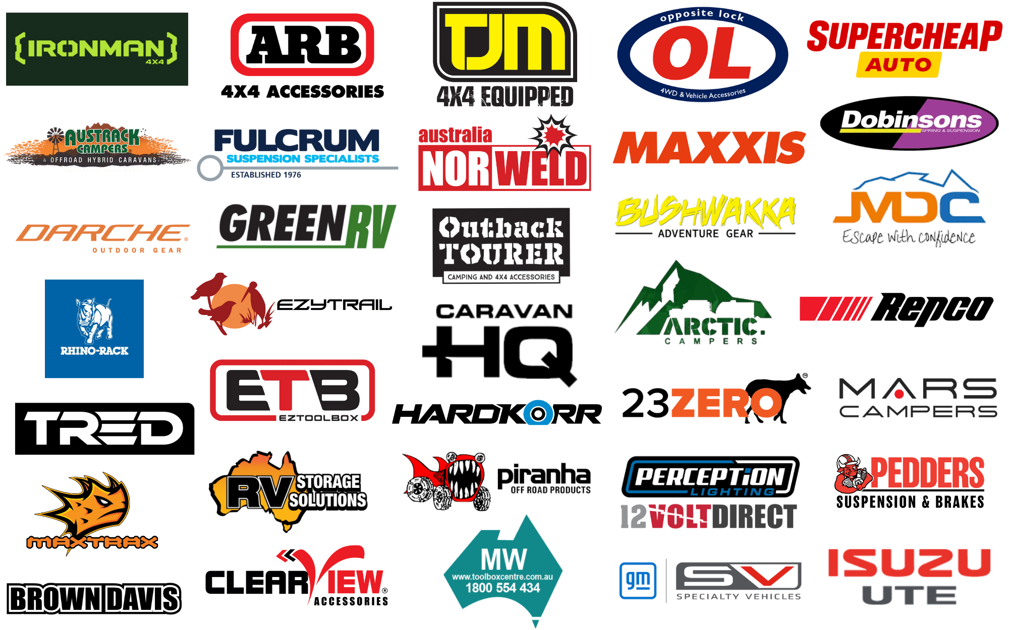 Exhibitor brand logos at the Brisbane 4x4 Show 2026