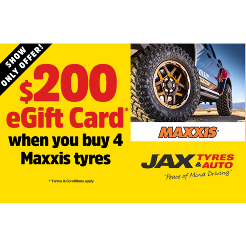 Maxxis - $200 eGift Card on 4 selected tyres