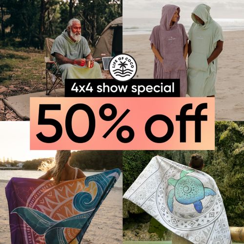 50% off sand free towels & hooded towel ponchos