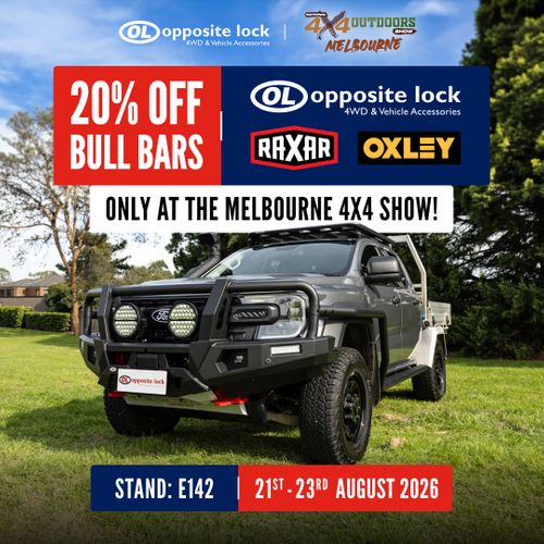 20% off ALL BULL BARS - OL, RAXAR, OXLEY - only at Melbourne 4x4 Show