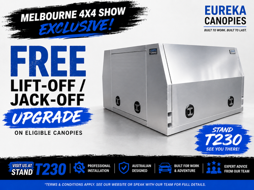 FREE Lift-Off / Jack-Off Upgrade on Eligible Canopies – Melbourne 4x4 Show Exclusive