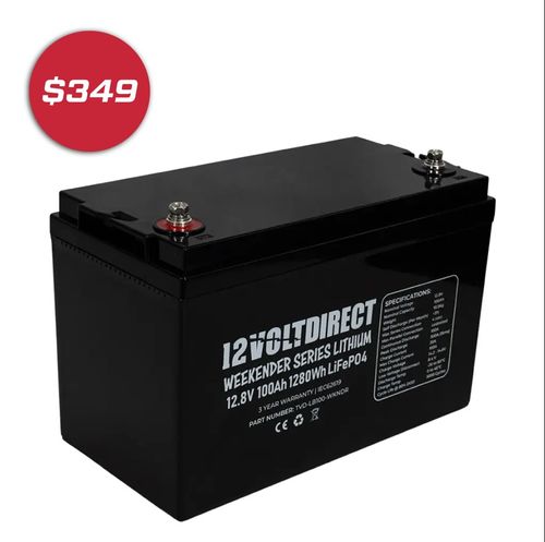 $349 12 Volt Direct 100AH Weekender Series Lithium Battery