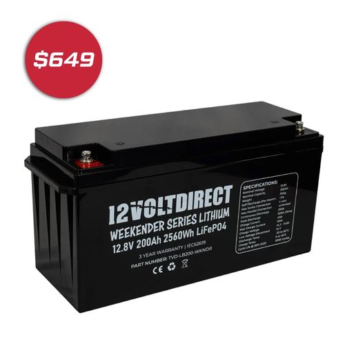 $649 12 Volt Direct 200AH Weekender Series Lithium Battery