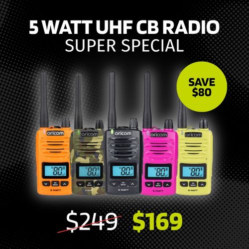 SHOW EXCLUSIVE Premium 5W Waterproof UHF CB Radio Available in Multiple Colours