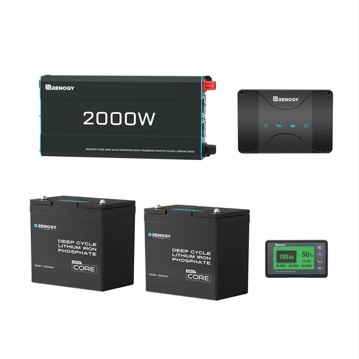 Renogy 200Ah Lithium Power Kit (400Watt Solar+2000Watt Inverter)