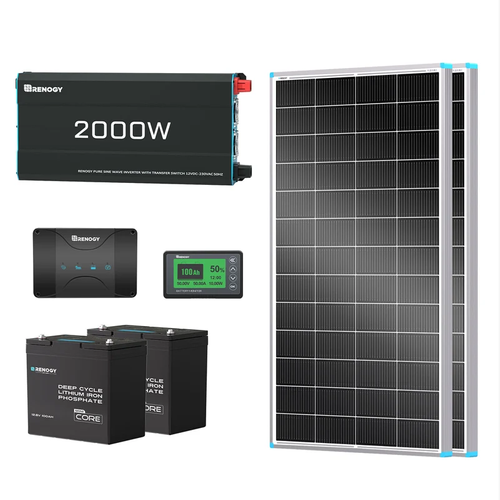 Renogy 200Ah Lithium Power Kit (400Watt Solar+2000Watt Inverter)