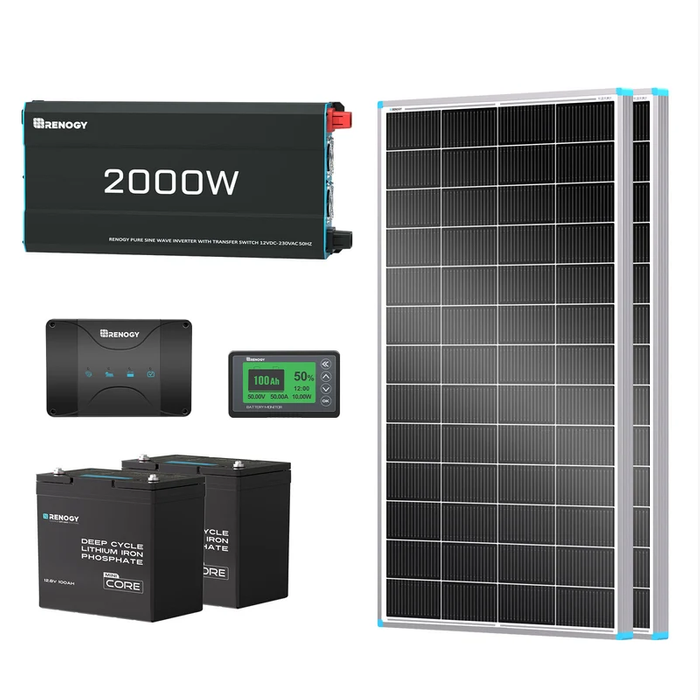 Renogy 200Ah Lithium Power Kit (400Watt Solar+2000Watt Inverter)