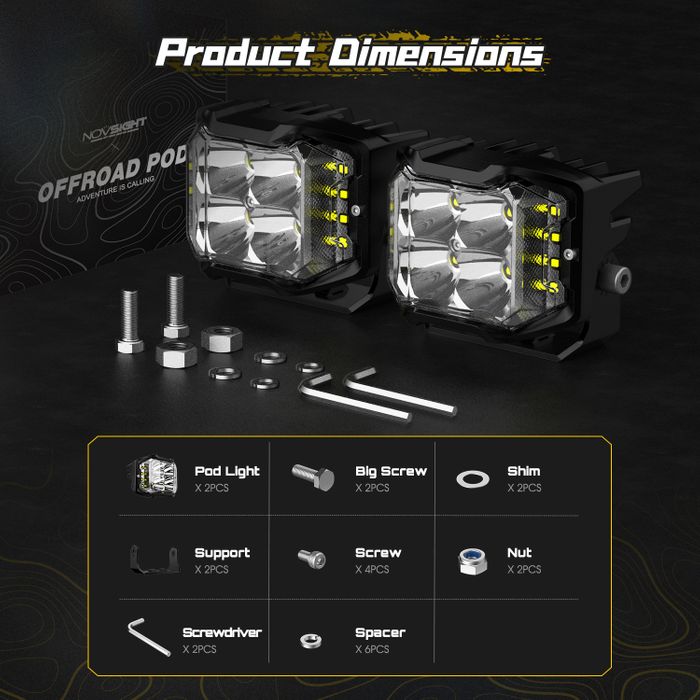 NOVSIGHT-Rock Series 4-inch LED Pod