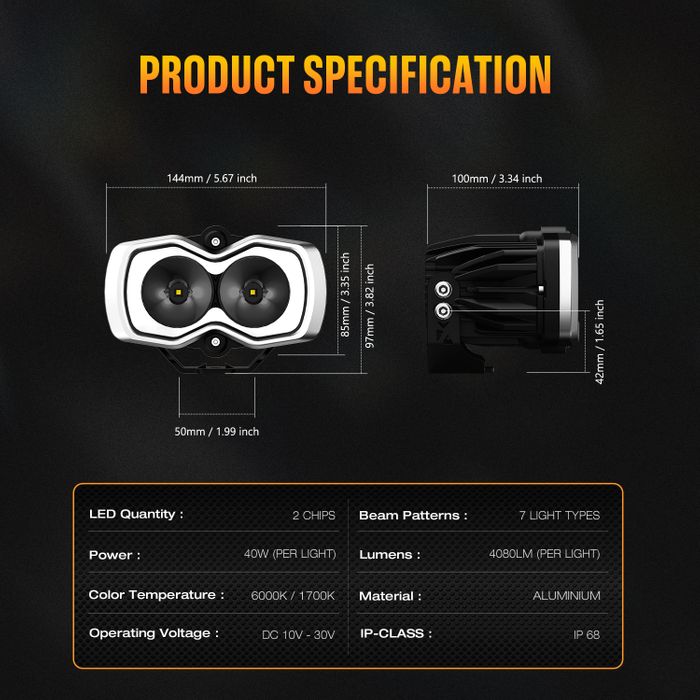 Novsight's uniquely designed HALO series off-road lights 