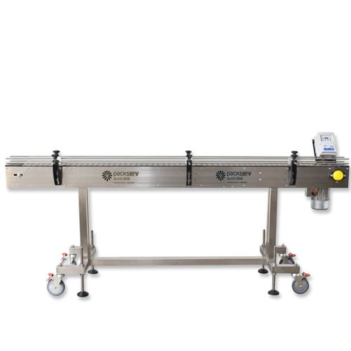 Packserv 2.4 m Stainless Steel Slat Conveyor