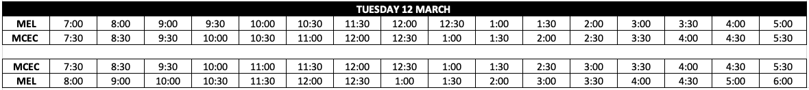 Shuttle Timetable