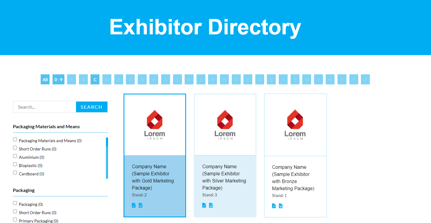 Improved online Exhibitor Directory