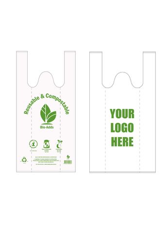 Custom-printed 8L Compostable Bag - White - 1 unit of 5000pcs Bags.