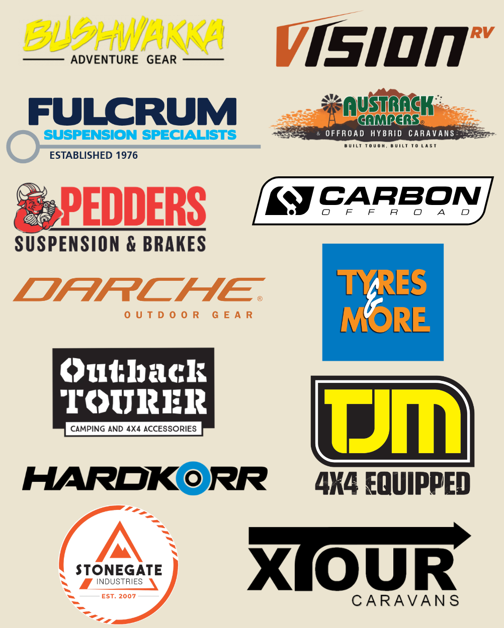 Exhibitor brand logos at the Sydney 4x4 Show 2026