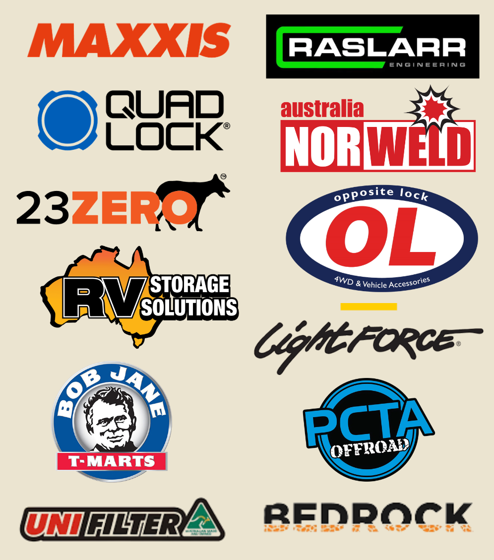 Exhibitor brand logos at the Sydney 4x4 Show 2026