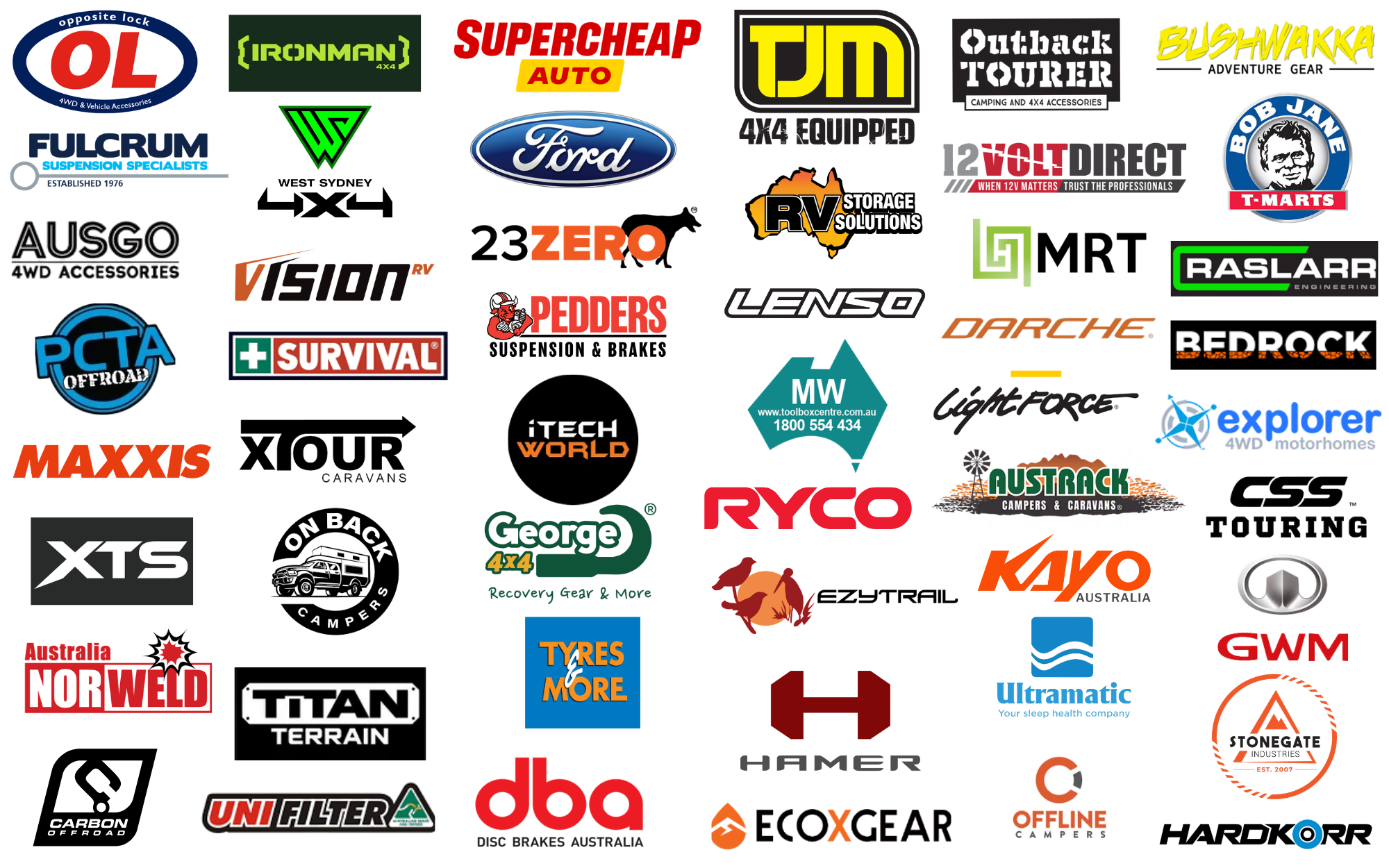 Exhibitor brand logos at the Sydney 4x4 Show 2026
