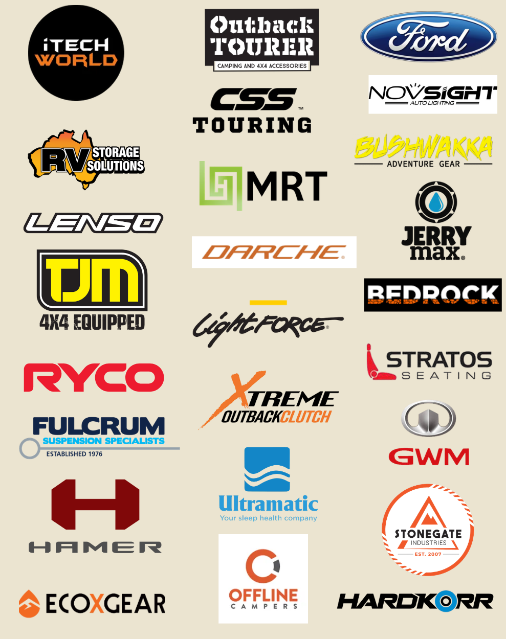 Exhibitor brand logos at the Sydney 4x4 Show 2026