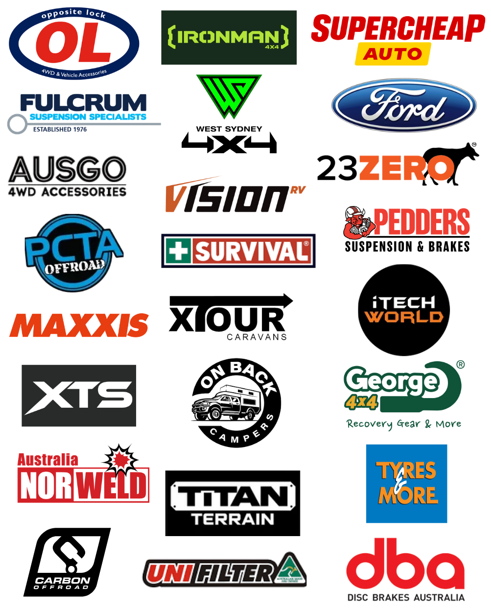 Exhibitor brand logos at the Sydney 4x4 Show 2026