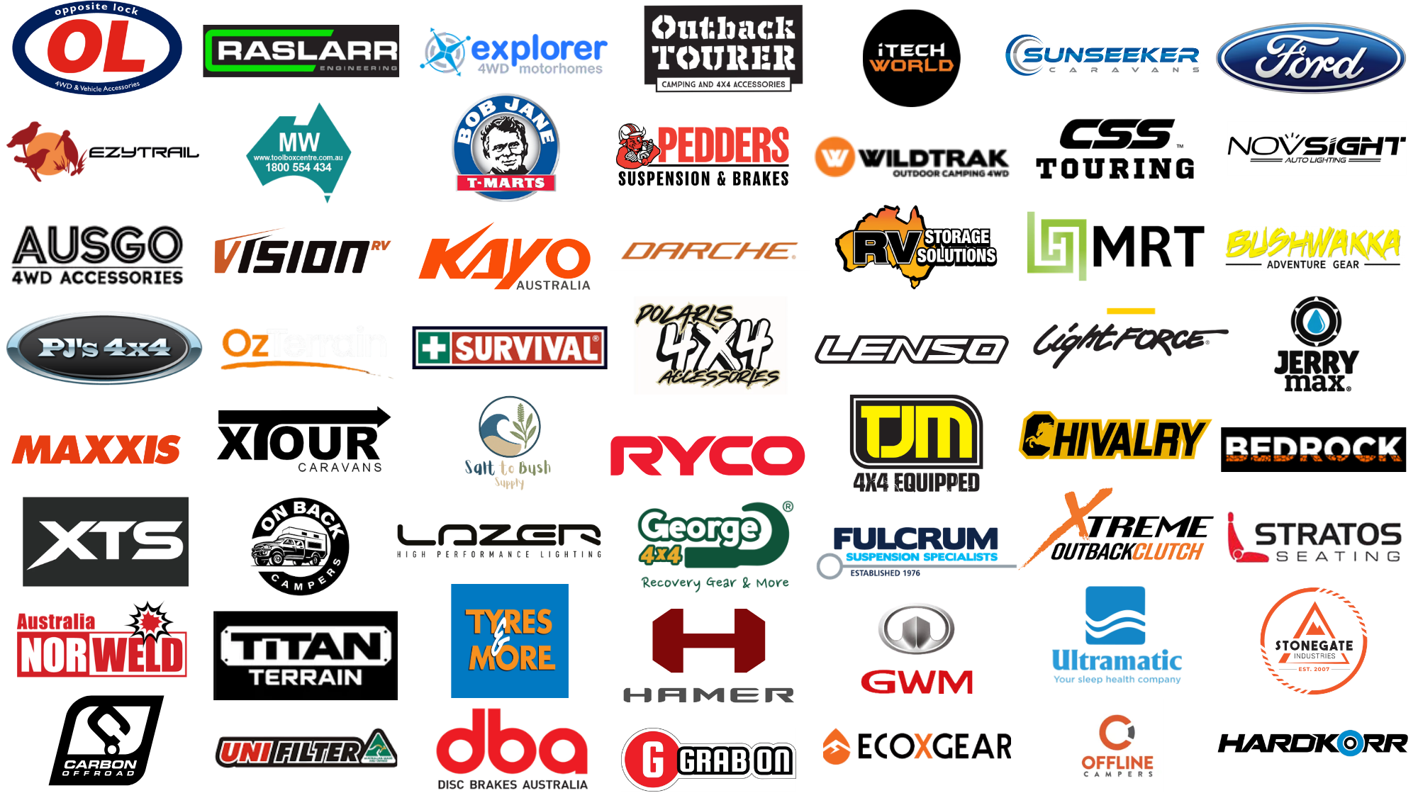Exhibitor brand logos at the Sydney 4x4 Show 2026