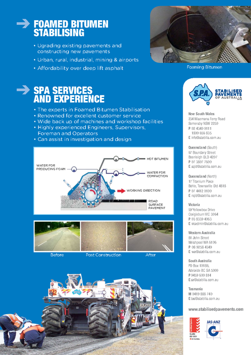 Pavement stabilisation Foam Bitumen