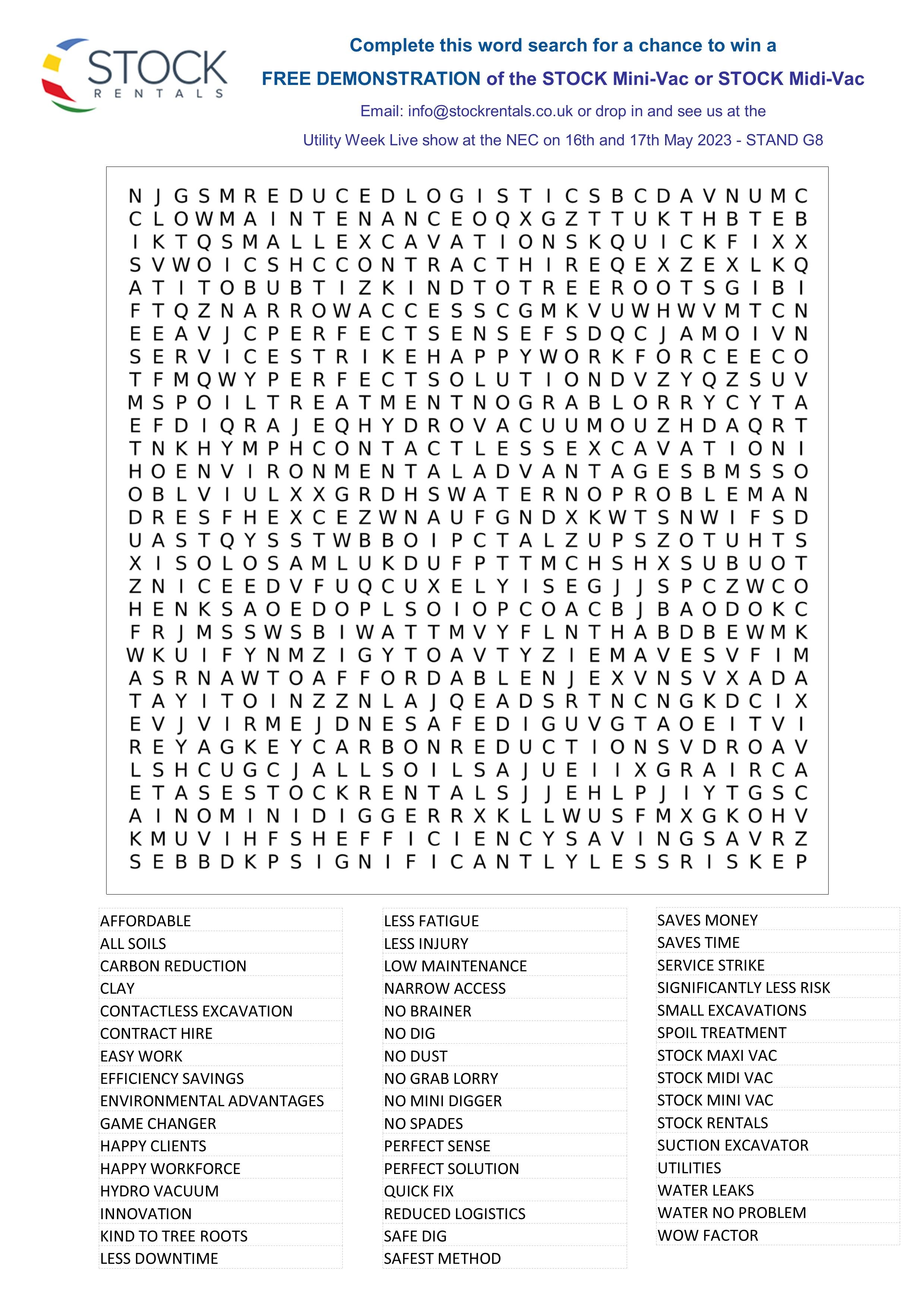 Word Search FREE DEMO Stock Rentals